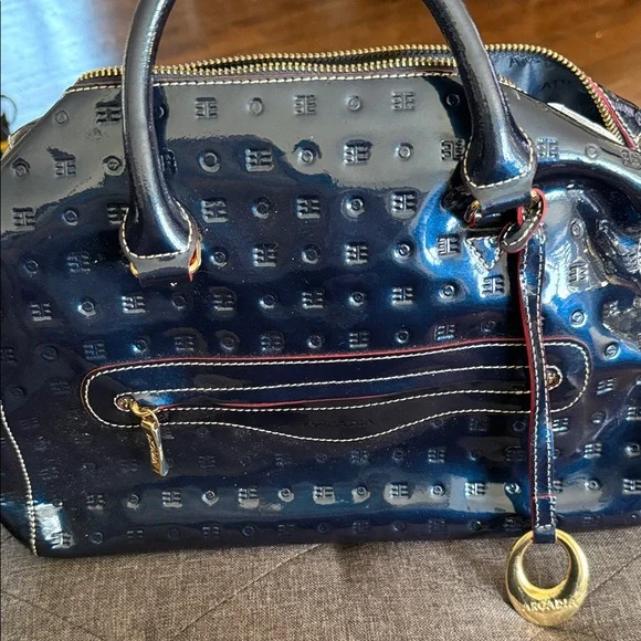 Arcadia Dark Blue Embossed Satchel - Picture 8 of 8